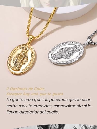 Medalla Virgen María Oro 18K Collar Dorado