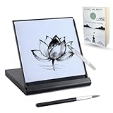 Mini Water Drawing Board with Drawing & Breathing Guide, Portable Travel Size Board for Drawing, Painting, Writing & Relaxation, Inkless Zen Meditation Board with 2 Water Brushes