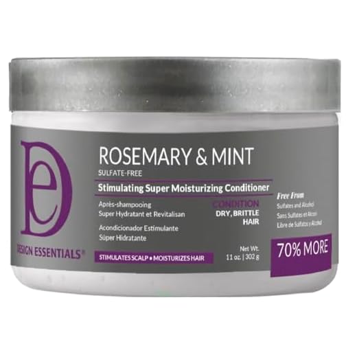 Design Essentials Rosemary & Mint Stimulating Super Moisturizing Conditioner for Dry, Brittle Hair, 11 Fl Oz.