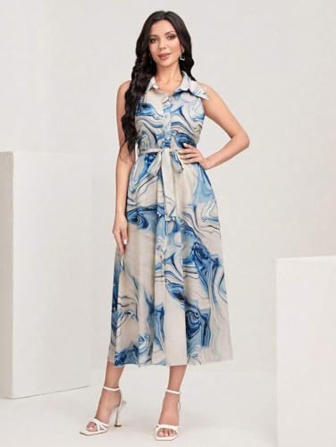 Image of Bollyclues Women's Multicolor Cotton Sleeveless Maxi Dresses |Long Dress for Women| One Piece Western Dress for Women