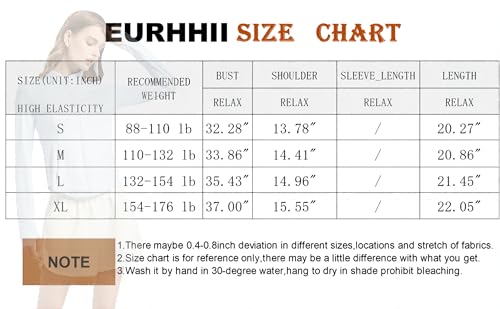 Eurhhii Jaqueta feminina com proteção solar FPS 50+, com zíper, manga comprida, para trilhas, leve e