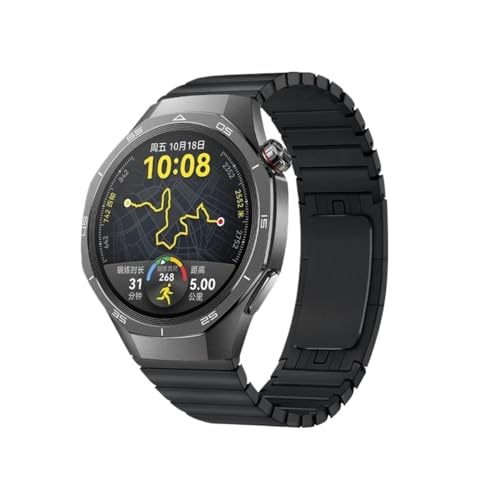 [LOKLNEYK] �ɓK������Huawei Watch GT6 Pro /GT5 /5Pro GT4/3 46mm�ɓK������22mm�X�e�����X�X�`�[�����^���o���h(Black,For Huawei Watch GT5 Pro 46mm)