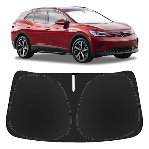 Sun Shade for VW ID.4 Windshield Sun Shade Custom Fit 2021-2023 2024 2025 VW ID.4 for Volkswagen Accessories Windshield Cover Foldable Front Window Shields 240T Reflective Sun Visor Block UV Rays