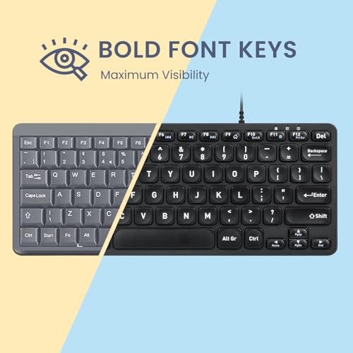 Image of Perixx PERIBOARD-432 Wired Mini USB Keyboard - X Type Scissor Keys - Big Print Keys - US English