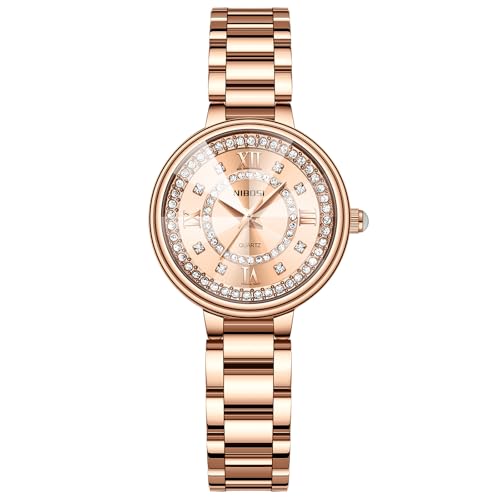 NIBOSI Women Watches Analog Quartz Stainless Steel Band Rose Gold Luxury Elegant Diamond Watch for Ladies Stylish Waterproof Wrist Watch NIBOSI Women Watches Analog Quartz Stainless Steel Band Rose Gold Luxury Elegant Diamond Watch for Ladies Stylish Waterproof Wrist Watch