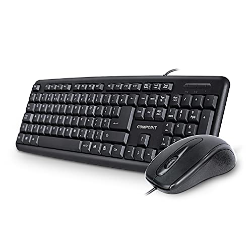 LMS Data Wired USB Full-size Multimedia Keyboard With Riser and Optical Mouse Desktop Combo Set For Windows Pc / laptop Qwerty UK Layout