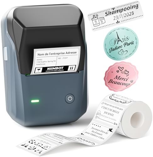 NIIMBOT B1 Label Maker with Automatic Identification, Portable Bluetooth Easy to Use for Office, Home, Business (with 50x30mm Label)