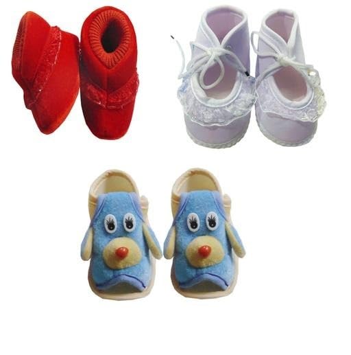 Suman Trader Baby Shoes & Sandals | Soft Cotton Booties with Anti Slip EVA Sole First Walking Shoes for Kids Red-White-Blue 9-12 Months-image-20