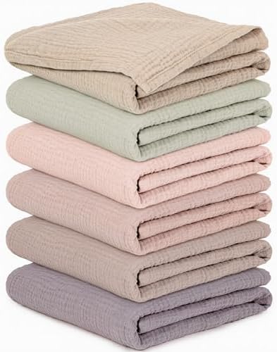 Mulltücher Baby - 6 Stück Spucktücher Baby Baumwolle für Jungen und Mädchen, Weich, Atmungsaktiv und Extrem Saugfähig, Ideal zum Reinigen, Abwischen und Abdecken von Neugeborenen,