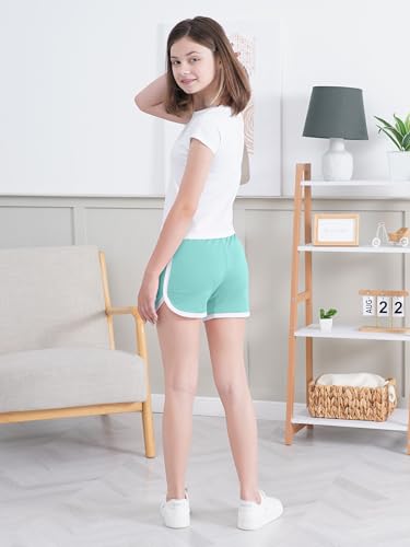 Image of Aikuco 4 Packs Girls Athletic Shorts Toddler Soccer Running Active Dolphin Dry-Fit Kids Gym Workout Performance Shorts