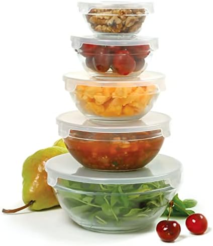 Norpro 10-Piece Nesting Glass Mixing/Storage Bowls with Lids - Thumbnail 3