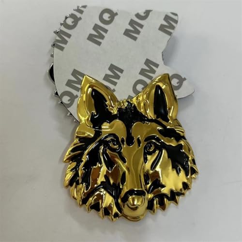 Image of 1pc Chrome Coyote Head Logo Metal Emblem American Wolf 3D Badge Sticker Decal Fits for Car Truck Trunk Body Rear Tailgate Vehicle Auto Parts (Golden)