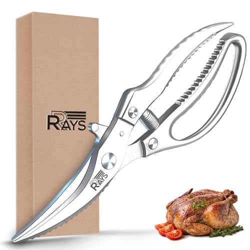 Poultry Scissors- Professional Heavy Duty Kitchen Shears for Spatchcocking Chicken and Meat Cutting- Multi-Purpose Kitchen Scissors for Food - Stainless Steel