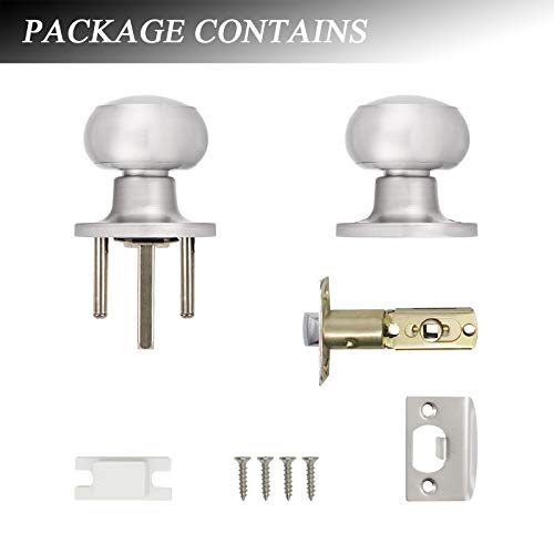 Probrico 1 Pack Round Passage Door Knob(Non-Locking Knobs), Keyless Doorknobs Interior/Exterior Door Lockset,Passage Knobs for Hallway/Closet,Satin Nickel Finish Modern Design Door Hardware - Image 7