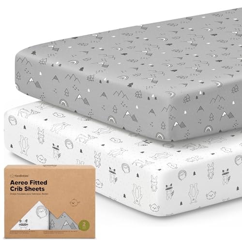 KeaBabies 2-Pack Fitted Crib Sheets, Bamboo Cotton, 52x28
