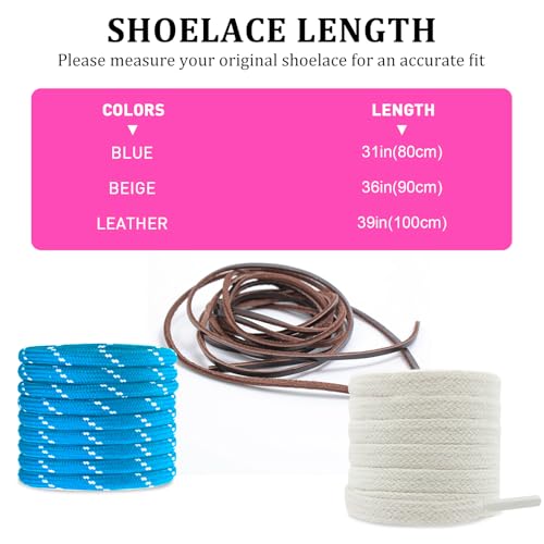 Image of 4Pcs Mixed Color Shoe Laces for Sneaker, Flat Leather Round Shoelaces Replacement Laces kit