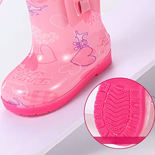 Kids Bowknot Rain Boots for Girls Boys Toddler Waterproof Rubber Cute Printed with Lightweight Easy-On Handles2