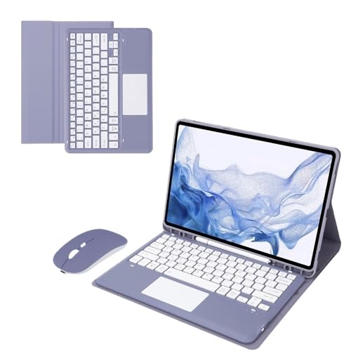 Funda de Cuero con Teclado QWERTY Magnético YSJX para Samsung Galaxy Tab S10 Ultra Lavanda