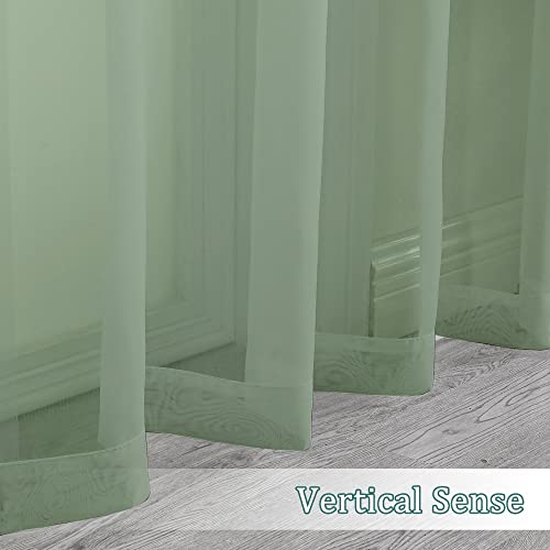 Image of Chyhomenyc Sheer Window Curtains 144 inch Extra Long 2PCS, Airy Scarf Drapes Rod Pocket Window Treatments for Christmas /Wedding /Living Room /Anniversary, 12FT L, 42Wx144L, Sage Green