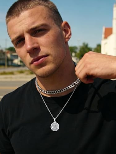 Image of U7 Saint Michael Necklace for Men,Stainless Steel /18K Gold Plated St Michael Archangel /Saint Benedict /Saint Christopher Pendant Amulet Necklace for Men Women