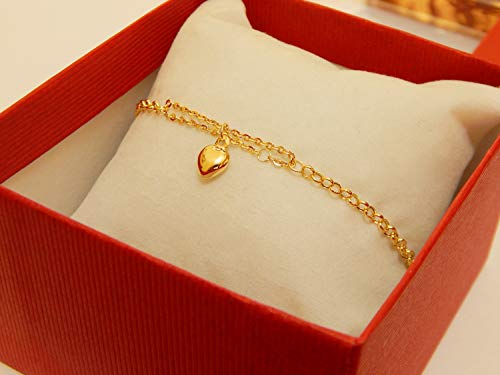 Pulseira Em Ouro 18k Portuguesa Com Pingente Coração