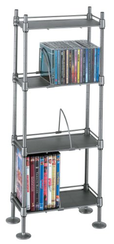 Atlantic Translucence SHF4T77 100 CD/51 DVD/BluRay/Games 4-Tier Media Rack (Titanium/Black)