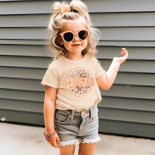 CM C&M WODRO Toddler Kids Girls Christian Shirts Easter Leopard Jesus T-Shirt Short Sleeve Religious Graphic Tee Summer Tops3