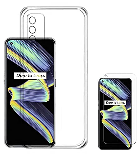 Image of Soft Flexible Silicone Back Cover (Realme X7 Max 5G, Transparent Case + Screen Guard)