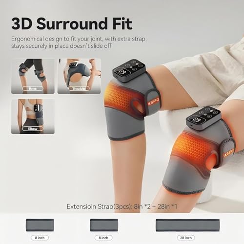 image for IKEEPFIT Cordless Knee Massager with Heat Vibration for Pain Relief, M