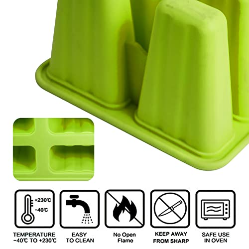 Meajore Popsicle Molds 10 Cavities BPA Free Silicone Popsicle Molds, Reusable Popcicale Mould Silicone for Kids, Ice Pop Molds Silicone Popsicle Maker Homemade Ice Cream Mold (Forest Green) - Image 3