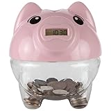 Lily's Home Kid's Money Counting Piggy Digital Coin Bank, Counts U.S. Pennies, Nickels, Dimes, Quarters, Half Dollars, and Dollar Coins, Ideal for Learning or Play, Pink (5.5' x 6.25' x 6')