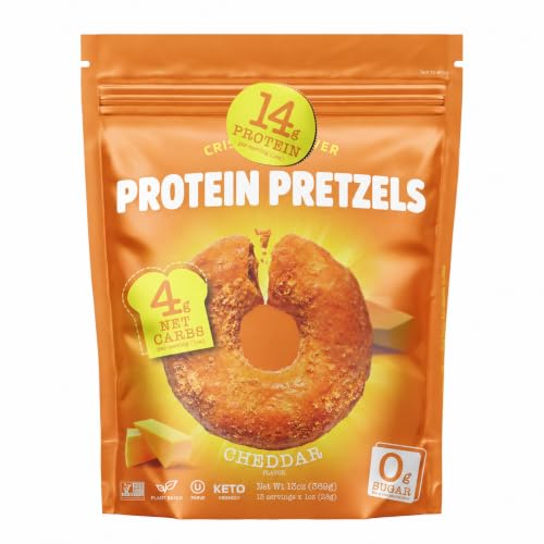 Crispspower Protein Pretzels Cheddar Flavor, 13 oz Resealable Big Bag
