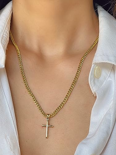 JEWELHEART 14K Real Gold Cross Pendant - Classic Small Cross Pendant Charm - Religious 14K Yellow and White Gold Jewelry For Men Women2