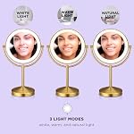 Conair Lighted Makeup Mirror, Double-Sided LED Vanity Mirror with 1X/10X Magnification, 3 Light Settings, 3 Modes, 360° Rotation, Brushed Brass Finish - Image 3