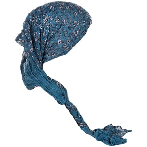 Pre Tied Braid Head Wrap Scarf for Women Chemo Headwear Beanie Cap Cancer Hat (Blue floral) Cover