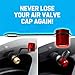 Day Moon Designs No Loss Red Tire Caps 4 Pack - Tire Valve Stem Caps - Car Tire Valve Caps, Tire Stem Caps, Bike Tire Caps - Tire Air Cap, Car Tire Caps, Tire Cap, Tire Pressure Caps
