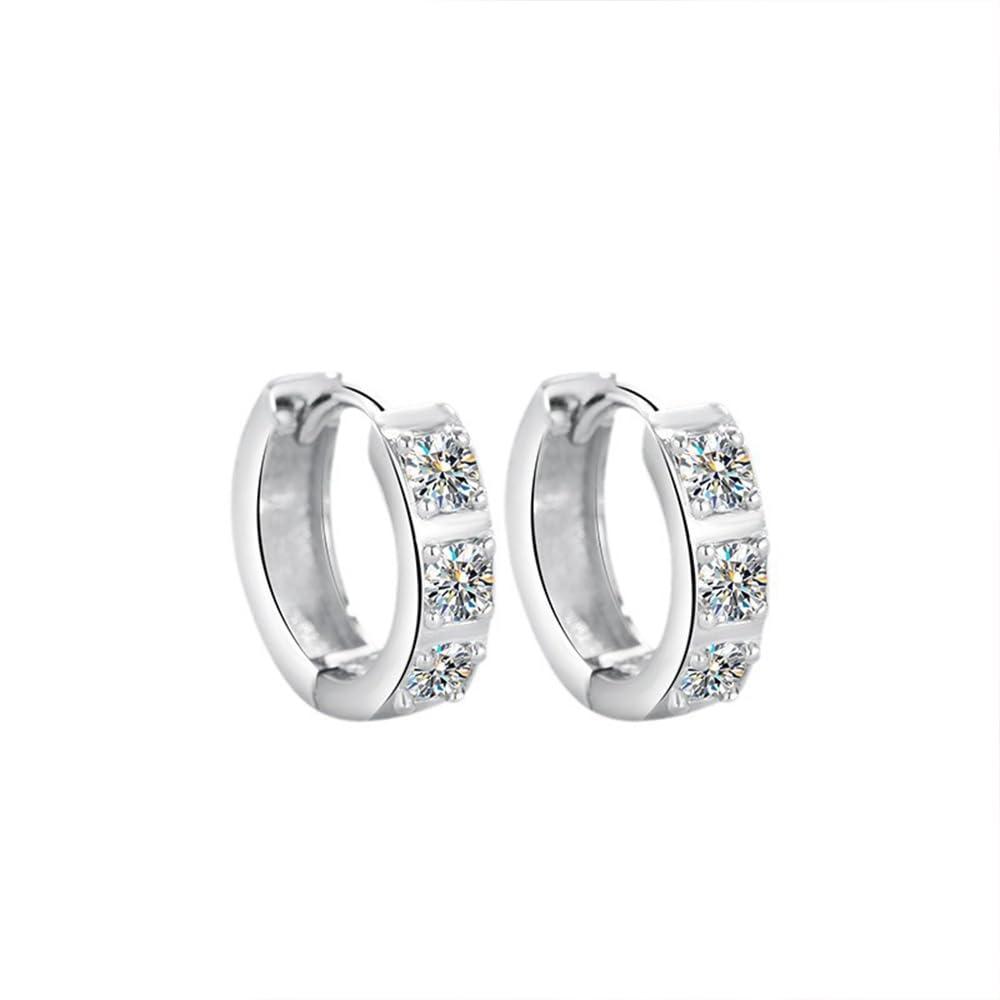 14K Gold over S925 D-Color VVS1 Diamond Hinged Hoop Earrings for Women, Ideal for Wife or Girlfriend on Valentine's Day