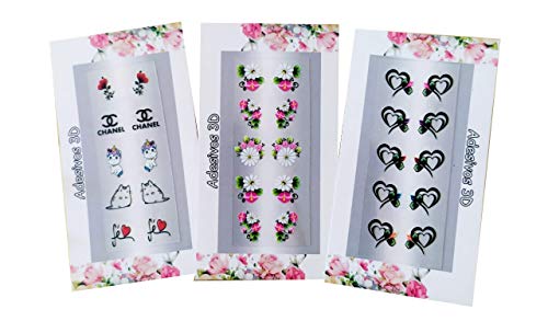 240 Adesivos Modelos Variados 3D Películas Flores Top