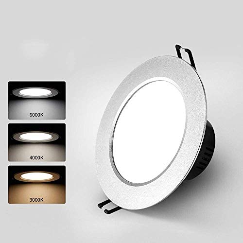 Lámpara de aluminio fundido downlights redondos panel plata plano 3W 7