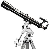 90mm refractor vs 114mm reflector 'Contenido del envío: 90 mm F/900 telescopio refractor de telescopio; Ocular incluido (1,25 "): 10 mm y 25 mm); 2 x Barlow lente de 1,25" de lujo (con adaptador de cámara); 6 x 30 buscador dual-fit; 1,25/Zenit 31,7 mm; Trípode de aluminio con compartimento para accesorios
