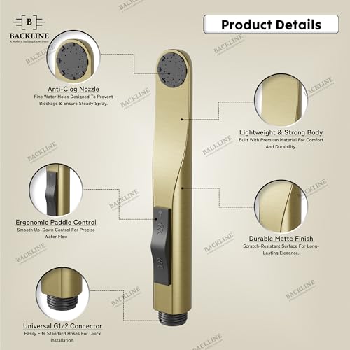 Image of B Backline Water Saving Jet Spray for Toilet | Health Faucet for Toilets | ABS Hand Gun for Bathroom Bidet Spray | Jet Spray Gun Only (Brushed Gold - Gun Only)