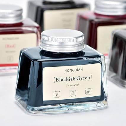 Image of HONGDIAN, Ink Bottle - Non Carbon | Blackish Green | 60ml Premium Writing Ink.