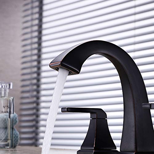 Kes 8 Inch Widespread Bathroom Sink Faucet 2-Handle 3 Hole Lavatory Basin Vanity Brass Faucet With Supply Lines And Drain Assembly Antique, Oil Rubbed Bronze L4315Lf-Orb #TOP1