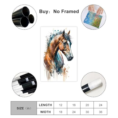 Poster cheval aquarelle 50x75 cm toile murale salon
