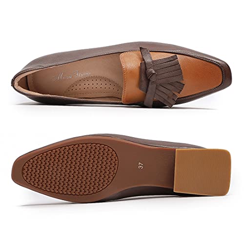 Image of Mona flying Women's Leather Square Toe Penny Loafer Slip on Office Flats