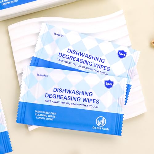 Image of 50 Pcs Dish Cleaning Wipes Individually Wrapped Travel Dish Soap Wipes,Portable Cleaning Wipes Disposable Wipes for Kitchen Outdoor Traveling Camping Quick Clean,Lemon Scent