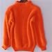 Women's Winter Sweater Loose Warm Pullover Pullover Loose Plain Knitted Crew Neck Jumper Pullover (Orange, One Size)