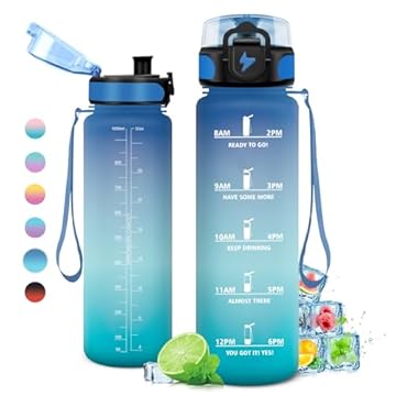 Borraccia 1L, Borraccia Palestra a Prova di Perdite, Borraccia Motivazionale con Filtro, Bottiglia d'acqua Sportiva con Indicatore del Tempo, Borraccia per Bambino, Bambina, Sport, Scuola, Ciclismo