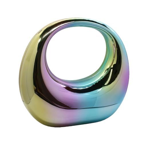 Image of Acrylic Evening Clutch Purse Top-handle Moon Hobo Bag, Elegant Marble Handbag for Wedding Cocktail Party