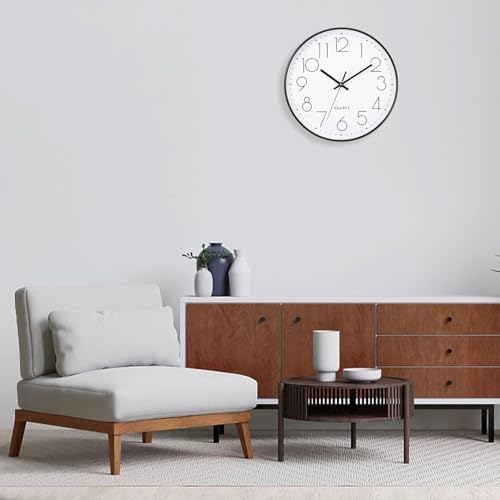 掛け時計 静音 時計 壁掛け 非電波 北欧 シンプル おしゃれ 壁掛け時計 見やすい 30cm (ブラックホワイト) [5]